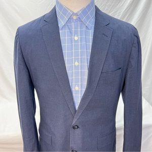 J. Crew Ludlow Classic Cotton/Linen Blend Suit Jacket Blazer 42L Blue checks